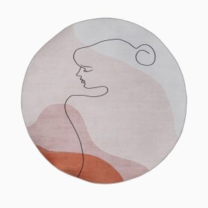 LADY FACE DESIGN ROUND PRINTED ACCENT RUG
