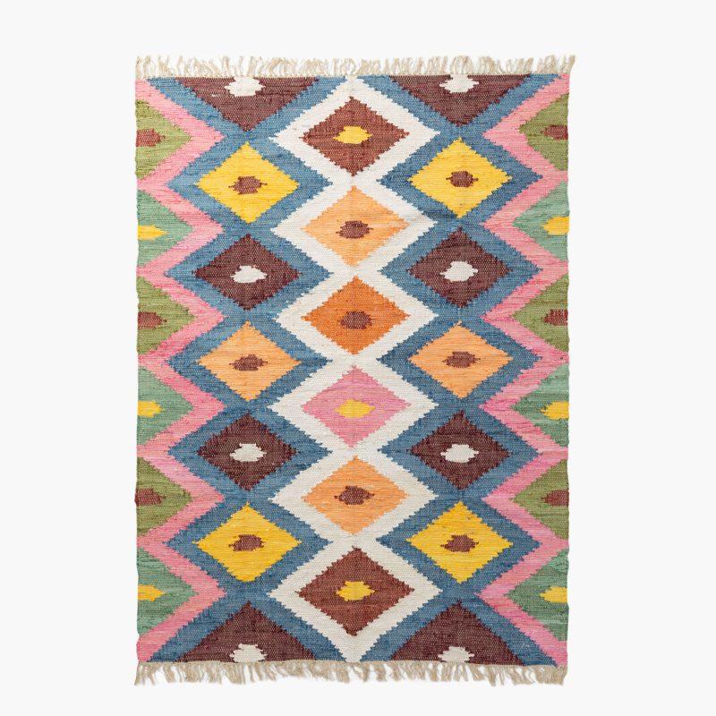 MUTICOLOR GEOMETRIC PATTERN COTTON AREA RUG