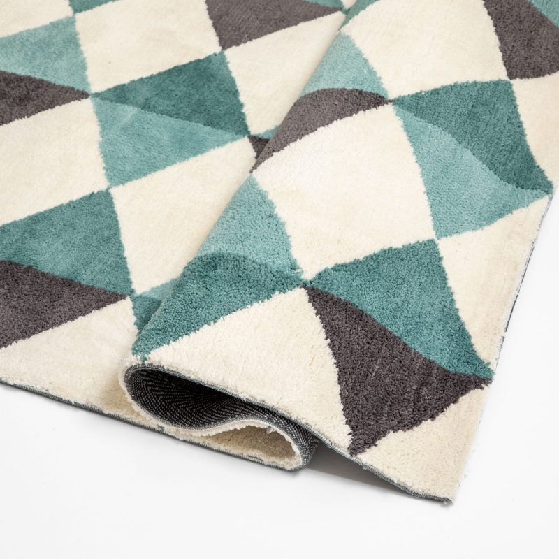 BLUE AND GRAY DIAMONDS PATTERN AREA RUG - Image 2