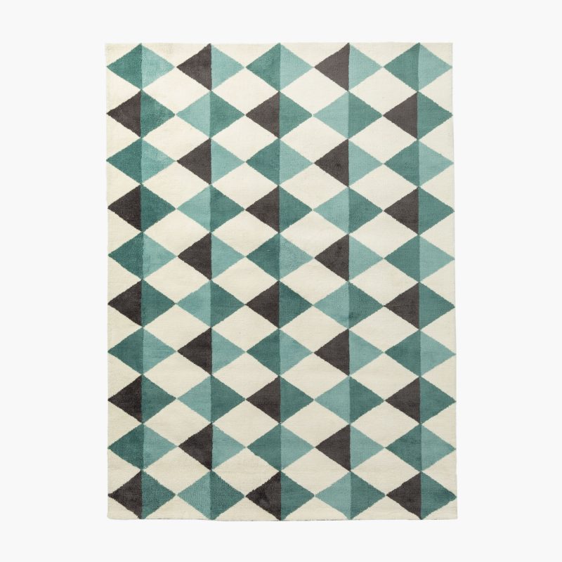 BLUE AND GRAY DIAMONDS PATTERN AREA RUG