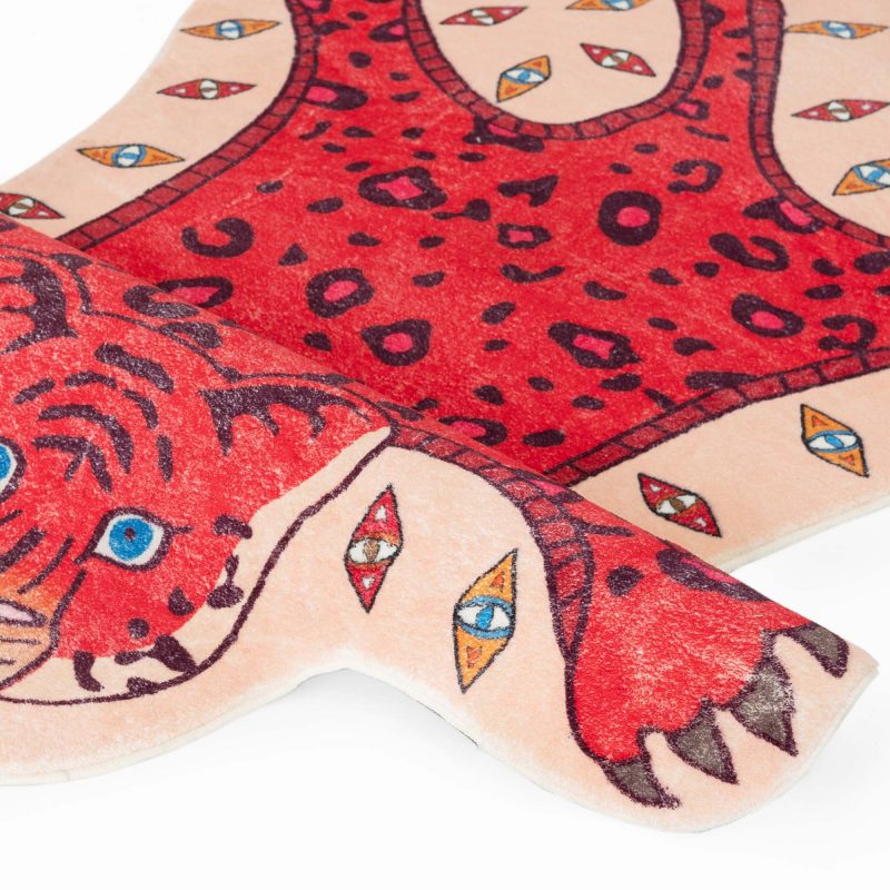RED LEOPARD COMIC FUR ACCENT RUG - Image 2