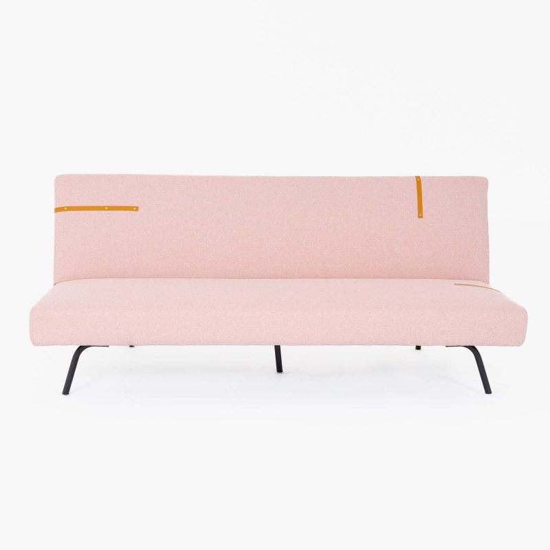 FABRIC SLEEPER SOFA WITH LEATHER DETAILS AND METAL LEGS - Image 5